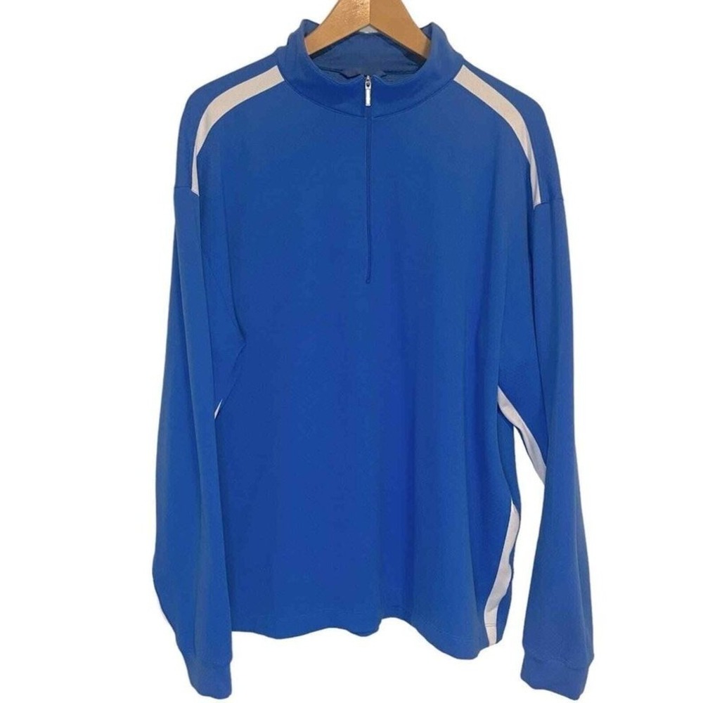 Nike Golf Mens XL Blue 1/4 Zip Pullover Fit Dry White Stripe